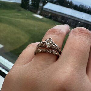 14K White Gold Diamond Size 6.25 Engagement Set